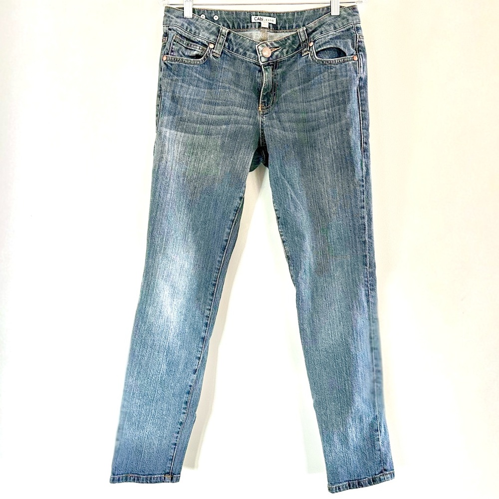 CAbi Jeans Womens Medium Wash Straight Leg Denim Size 6 Stretch Low Rise Y2K